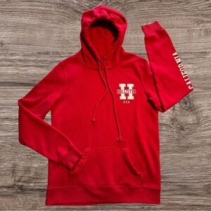 Hollister Co. Vintage-Style Collegiate Hoodie | Red Graphic Pullover
